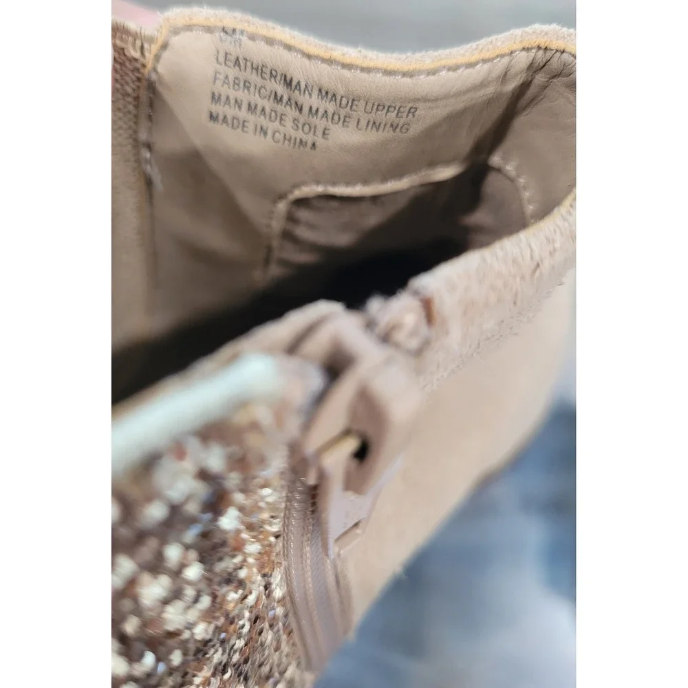 Copper Key Women's 5M Beige Suede Ankle Boots with Gold Glitter Detail‎ #5